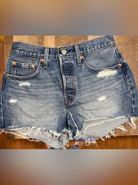Levi’s Premium 501 Distressed Cutoff Denim Shorts – Women’s W27